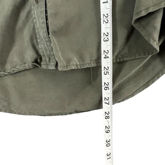 Free People Off Campus Shirt Womens XS Moss Green Tencel Metallic Boho Utility - Picture 10 of 16